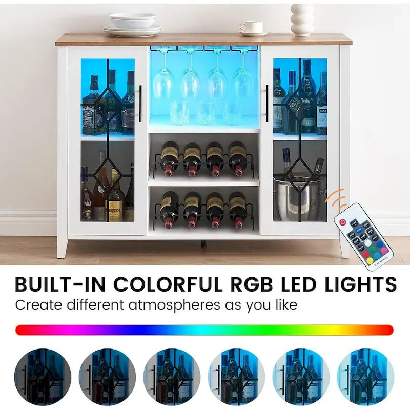 Mobile bar con luci LED e ante in vetro