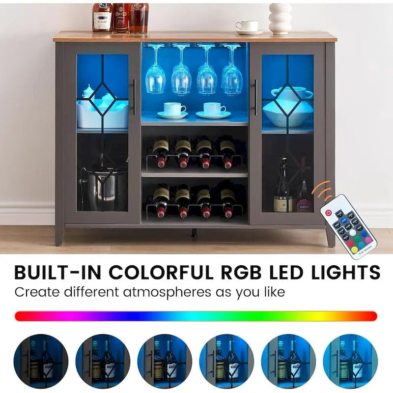 Mobile bar con luci LED e ante in vetro