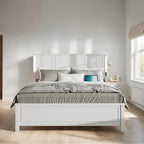 Letto a piattaforma Queen Size con testiera in legno, illuminazione a LED e porte di ricarica USB