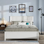 Letto a piattaforma Queen Size con testiera in legno, illuminazione a LED e porte di ricarica USB
