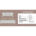 Letto a piattaforma Queen Size con testiera in legno, illuminazione a LED e porte di ricarica USB