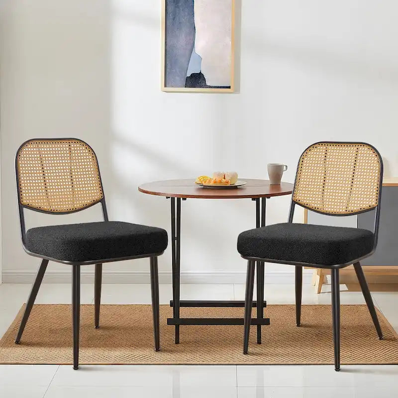 Sedie da pranzo in rattan imbottite Set di 2 sedie laterali - 33,86A x 18,9L x 22,83P