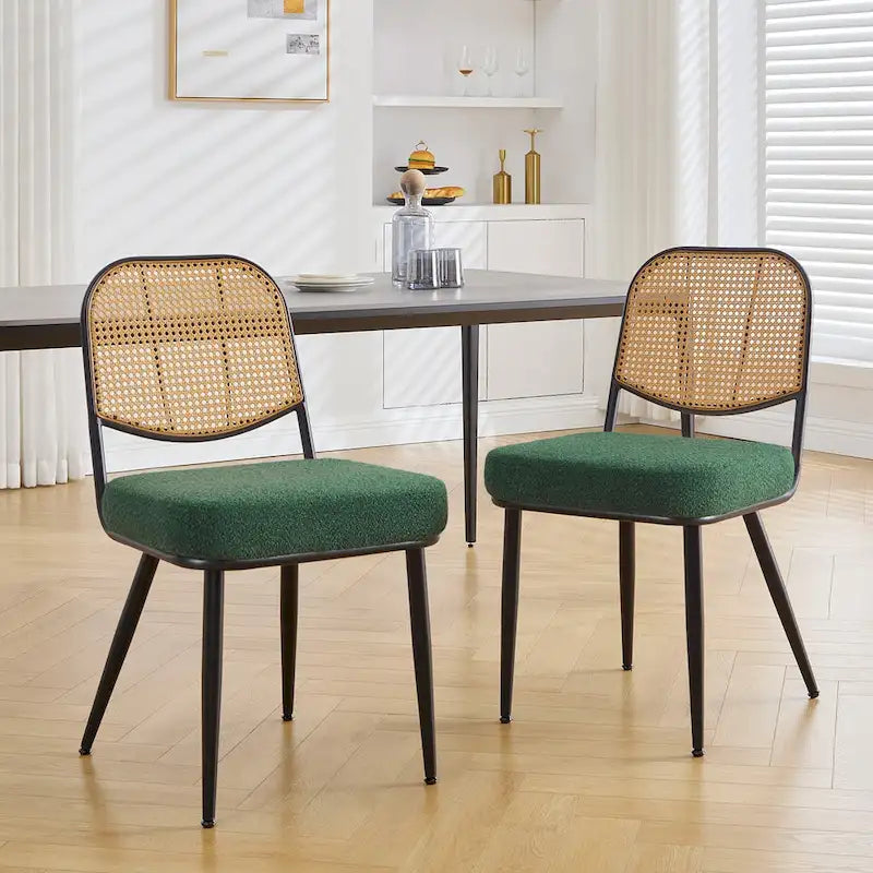 Sedie da pranzo in rattan imbottite Set di 2 sedie laterali - 33,86A x 18,9L x 22,83P