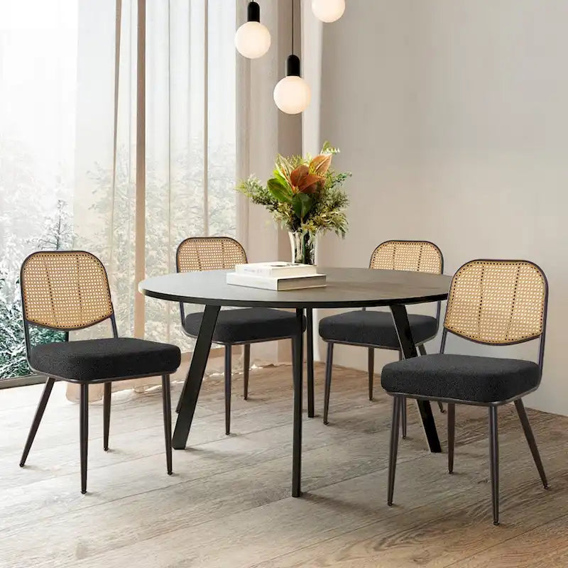 Sedie da pranzo in rattan imbottite Set di 2 sedie laterali - 33,86A x 18,9L x 22,83P