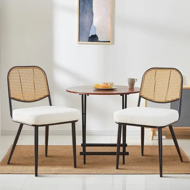 Sedie da pranzo in rattan imbottite Set di 2 sedie laterali - 33,86A x 18,9L x 22,83P