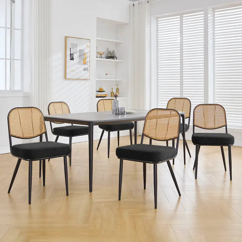 Sedie da pranzo in rattan imbottite Set di 2 sedie laterali - 33,86A x 18,9L x 22,83P