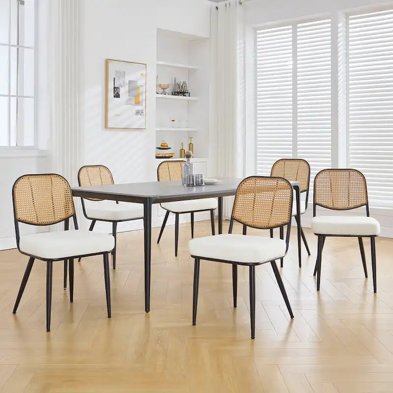 Sedie da pranzo in rattan imbottite Set di 2 sedie laterali - 33,86A x 18,9L x 22,83P
