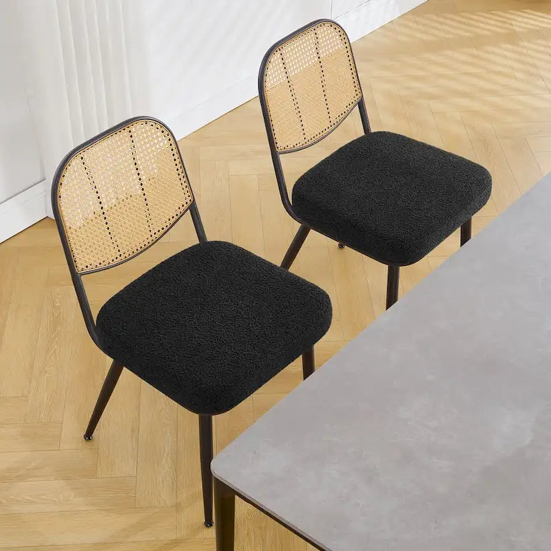 Sedie da pranzo in rattan imbottite Set di 2 sedie laterali - 33,86A x 18,9L x 22,83P