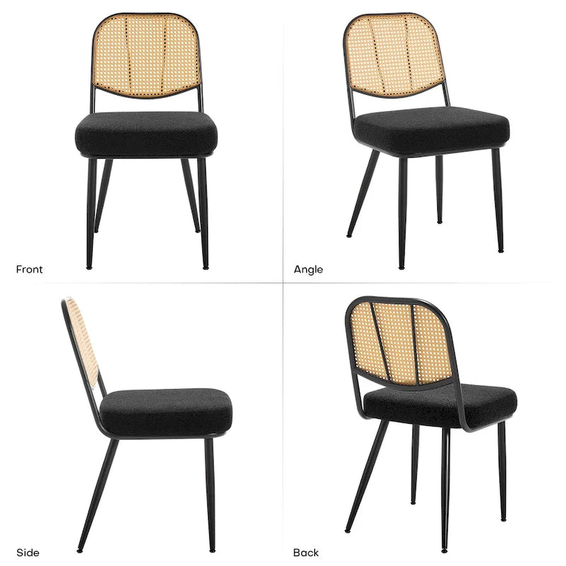 Sedie da pranzo in rattan imbottite Set di 2 sedie laterali - 33,86A x 18,9L x 22,83P