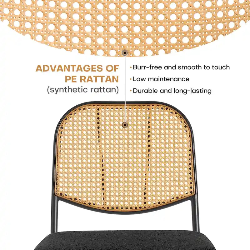 Sedie da pranzo in rattan imbottite Set di 2 sedie laterali - 33,86A x 18,9L x 22,83P