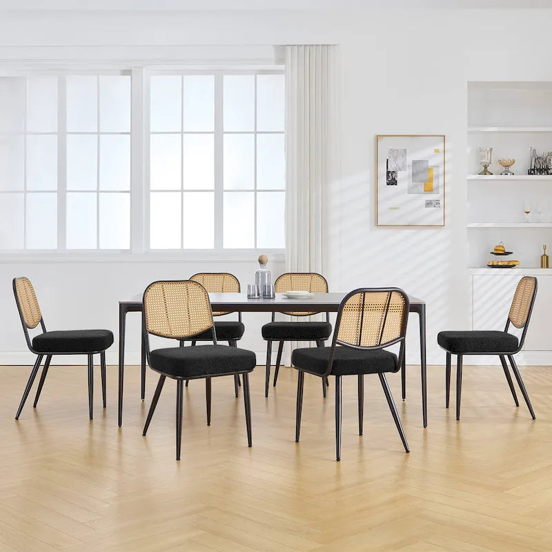 Sedie da pranzo in rattan imbottite Set di 2 sedie laterali - 33,86A x 18,9L x 22,83P