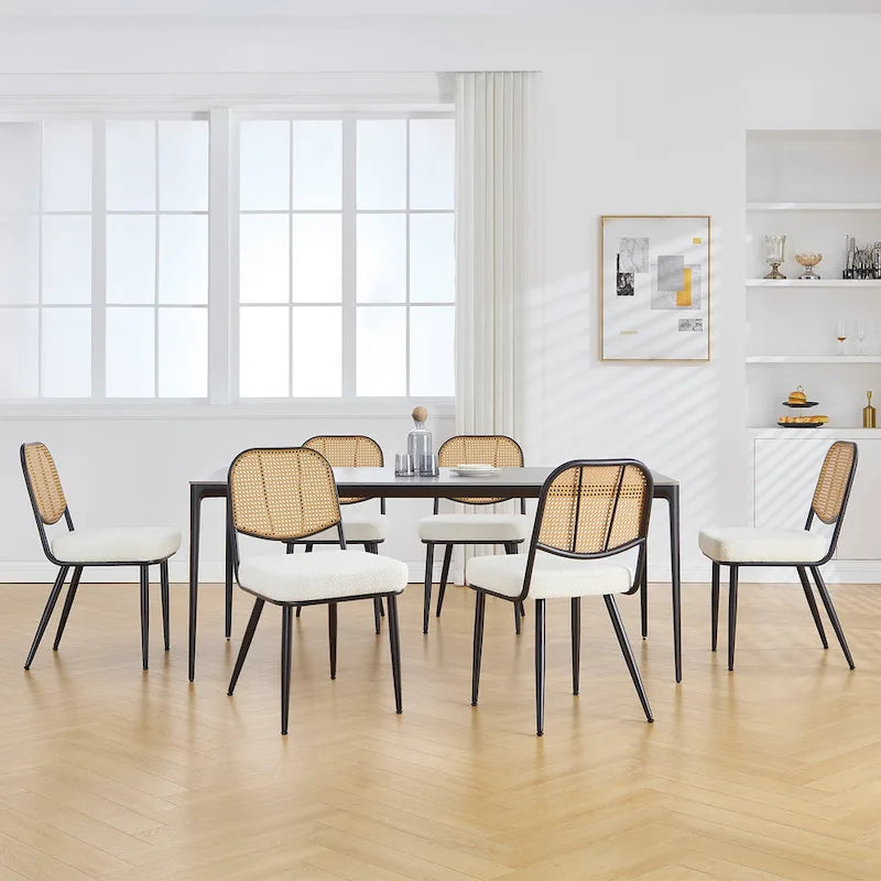 Sedie da pranzo in rattan imbottite Set di 2 sedie laterali - 33,86A x 18,9L x 22,83P