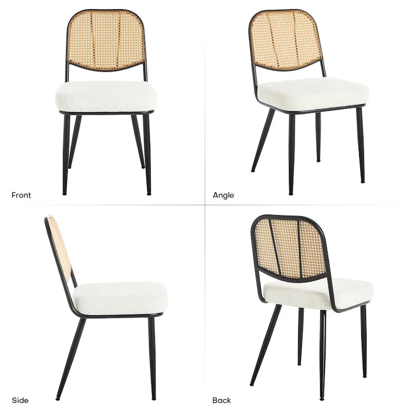 Sedie da pranzo in rattan imbottite Set di 2 sedie laterali - 33,86A x 18,9L x 22,83P