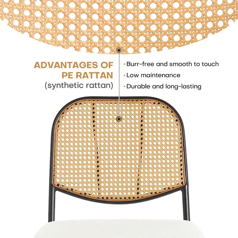 Sedie da pranzo in rattan imbottite Set di 2 sedie laterali - 33,86A x 18,9L x 22,83P
