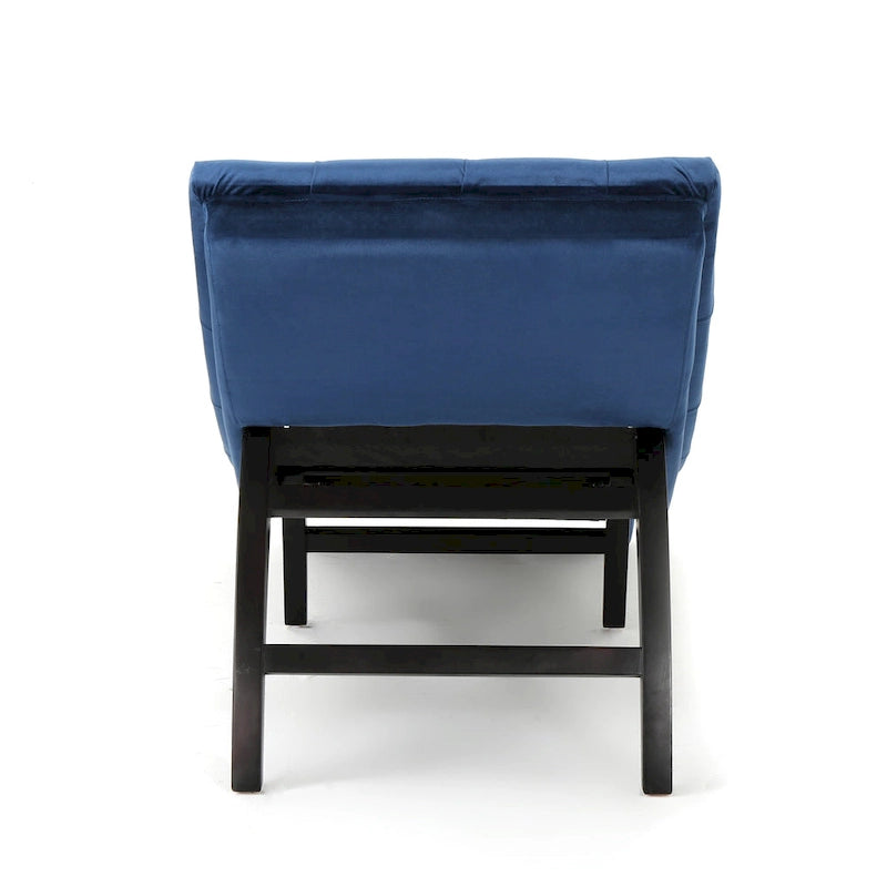 Chaise longue capitonné in velluto con gambe in legno di betulla