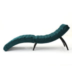 Chaise longue capitonné in velluto con gambe in legno di betulla