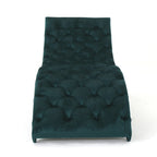 Chaise longue capitonné in velluto con gambe in legno di betulla