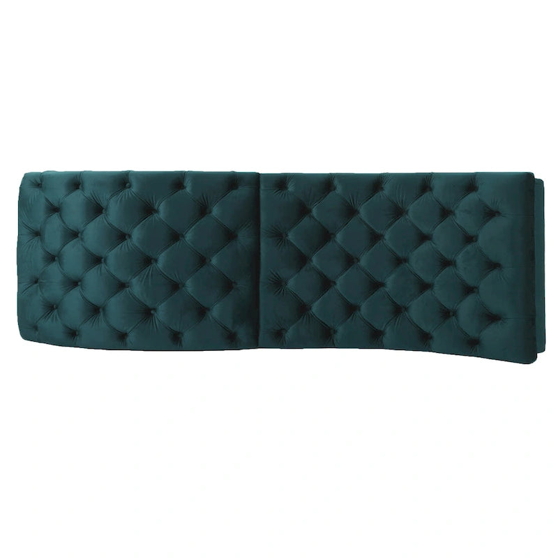 Chaise longue capitonné in velluto con gambe in legno di betulla