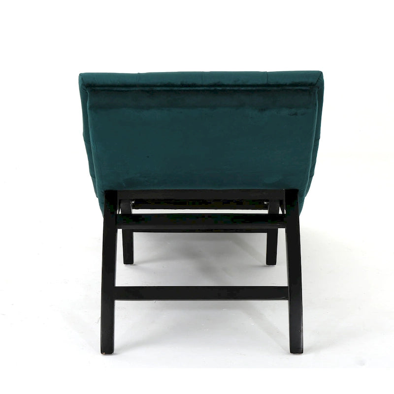Chaise longue capitonné in velluto con gambe in legno di betulla