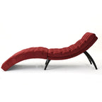 Chaise longue capitonné in velluto con gambe in legno di betulla