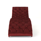 Chaise longue capitonné in velluto con gambe in legno di betulla