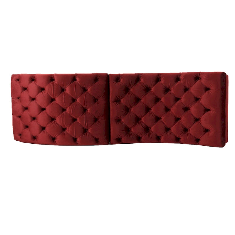 Chaise longue capitonné in velluto con gambe in legno di betulla