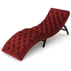 Chaise longue capitonné in velluto con gambe in legno di betulla