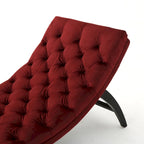 Chaise longue capitonné in velluto con gambe in legno di betulla
