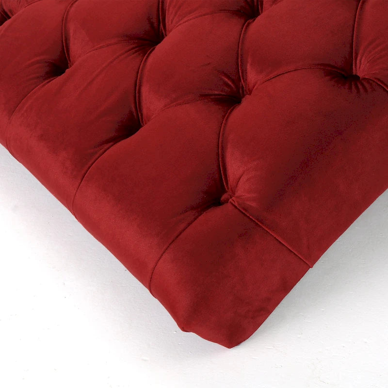 Chaise longue capitonné in velluto con gambe in legno di betulla