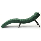 Chaise longue capitonné in velluto con gambe in legno di betulla