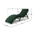 Chaise longue capitonné in velluto con gambe in legno di betulla