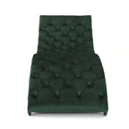 Chaise longue capitonné in velluto con gambe in legno di betulla