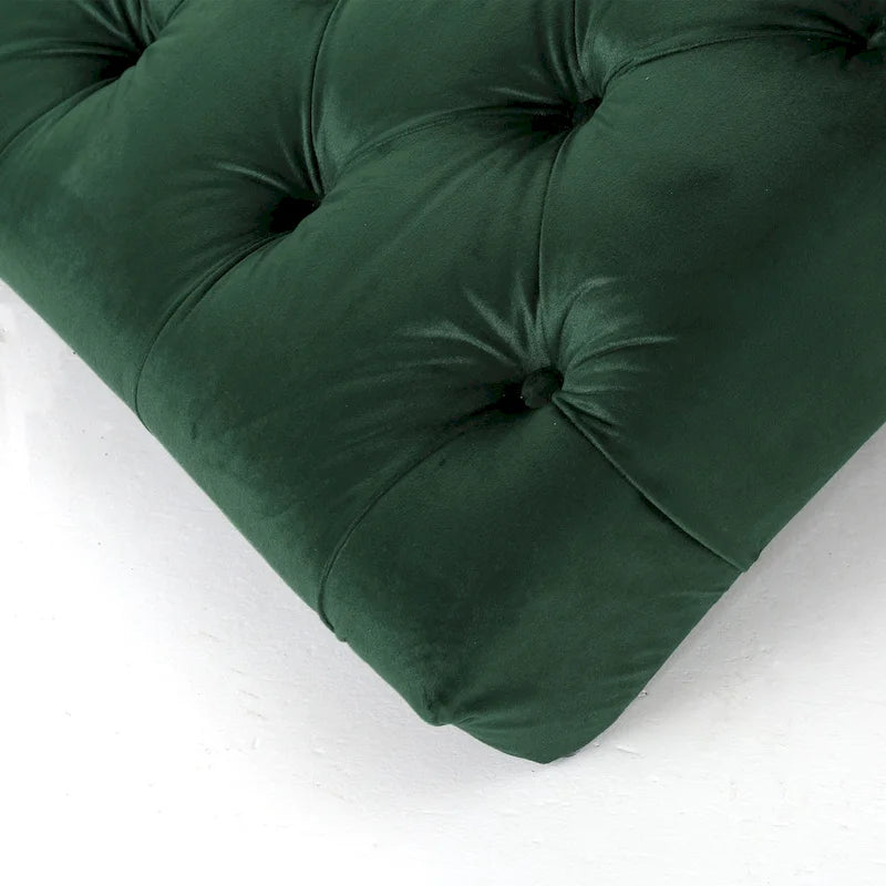 Chaise longue capitonné in velluto con gambe in legno di betulla