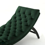 Chaise longue capitonné in velluto con gambe in legno di betulla