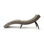Chaise longue capitonné in velluto con gambe in legno di betulla