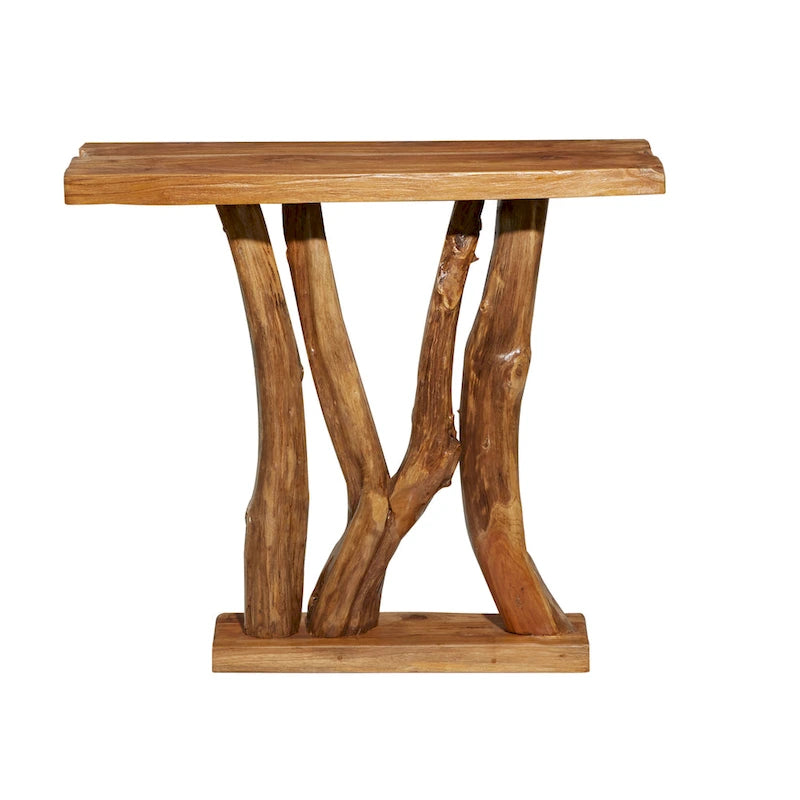 Consolle in legno di teak con bordo vivo - Marrone - 14L x 35P x 32A