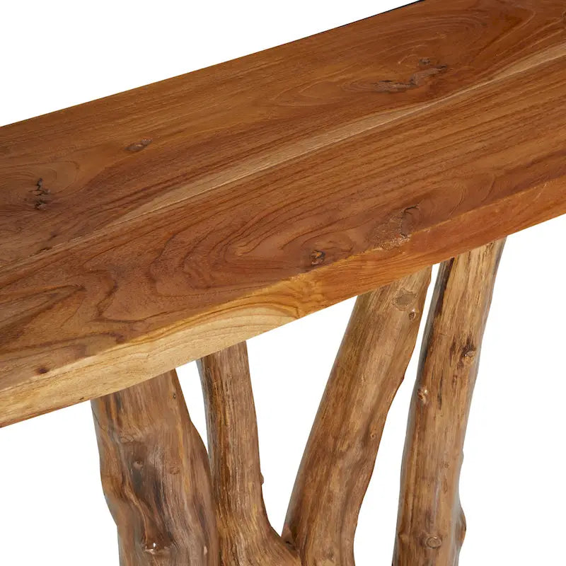 Consolle in legno di teak con bordo vivo - Marrone - 14L x 35P x 32A