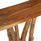 Consolle in legno di teak con bordo vivo - Marrone - 14L x 35P x 32A
