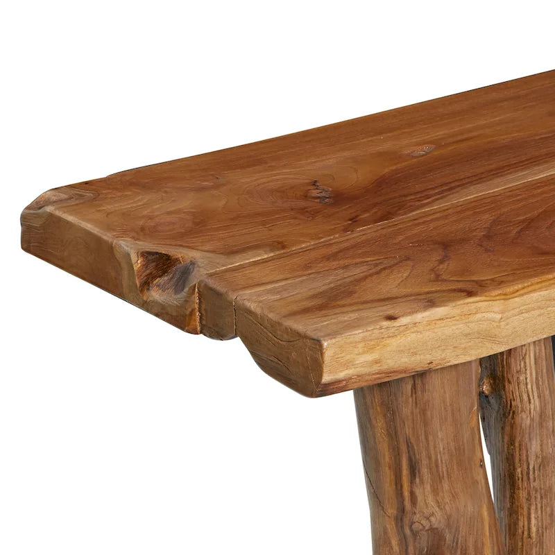 Consolle in legno di teak con bordo vivo - Marrone - 14L x 35P x 32A