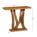 Consolle in legno di teak con bordo vivo - Marrone - 14L x 35P x 32A