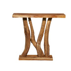 Consolle in legno di teak con bordo vivo - Marrone - 14L x 35P x 32A
