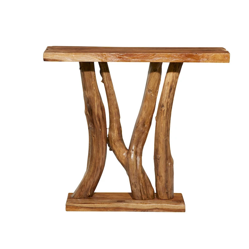 Consolle in legno di teak con bordo vivo - Marrone - 14L x 35P x 32A