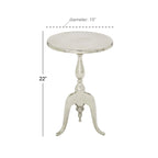 Tavolino da Appoggio in Metallo di Alluminio con Piano Martellato e Gambe a Voluta - Argento - 15L x 15P x 22A