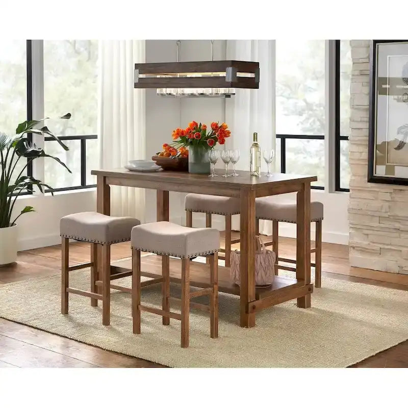 Sgabello alto da bancone con borchie, altezza 61 cm (set da 2)
