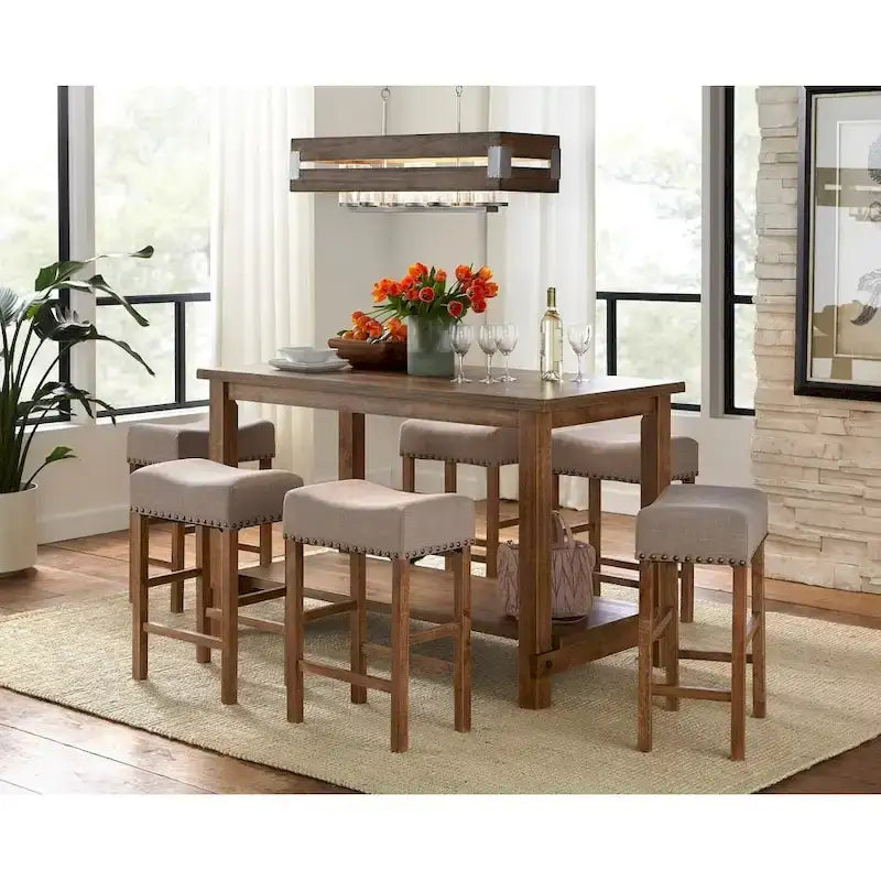 Sgabello alto da bancone con borchie, altezza 61 cm (set da 2)