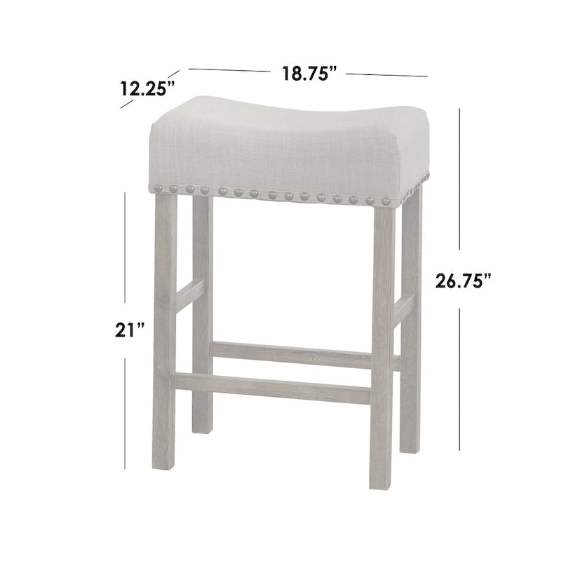 Sgabello alto da bancone con borchie, altezza 61 cm (set da 2)