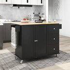 Carrello da Cucina con Isola e Ante a Ribalta, Ruote Bloccabili, 133,9 cm L