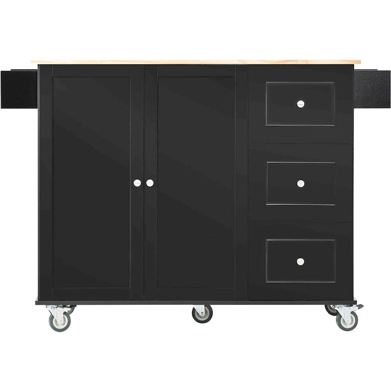 Carrello da Cucina con Isola e Ante a Ribalta, Ruote Bloccabili, 133,9 cm L