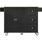 Carrello da Cucina con Isola e Ante a Ribalta, Ruote Bloccabili, 133,9 cm L