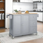Carrello da Cucina con Isola e Ante a Ribalta, Ruote Bloccabili, 133,9 cm L
